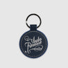 Round Leather Key Ring Blue