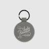 Round Leather Key Ring Grey