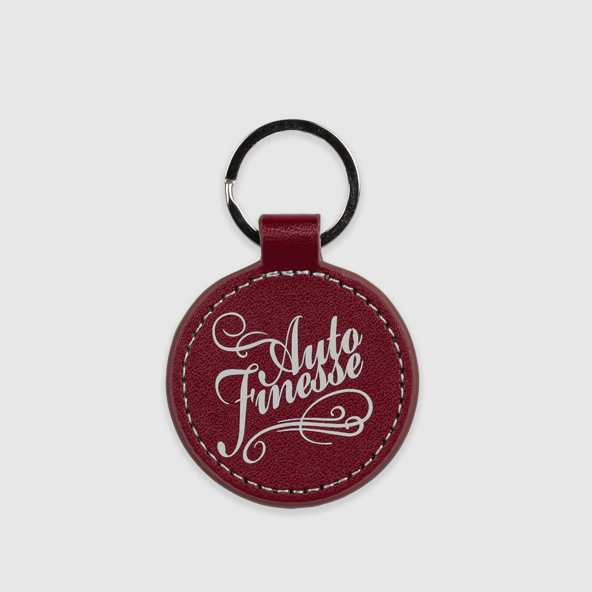 Round Leather Key Ring Plum