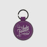 Round Leather Key Ring Purple