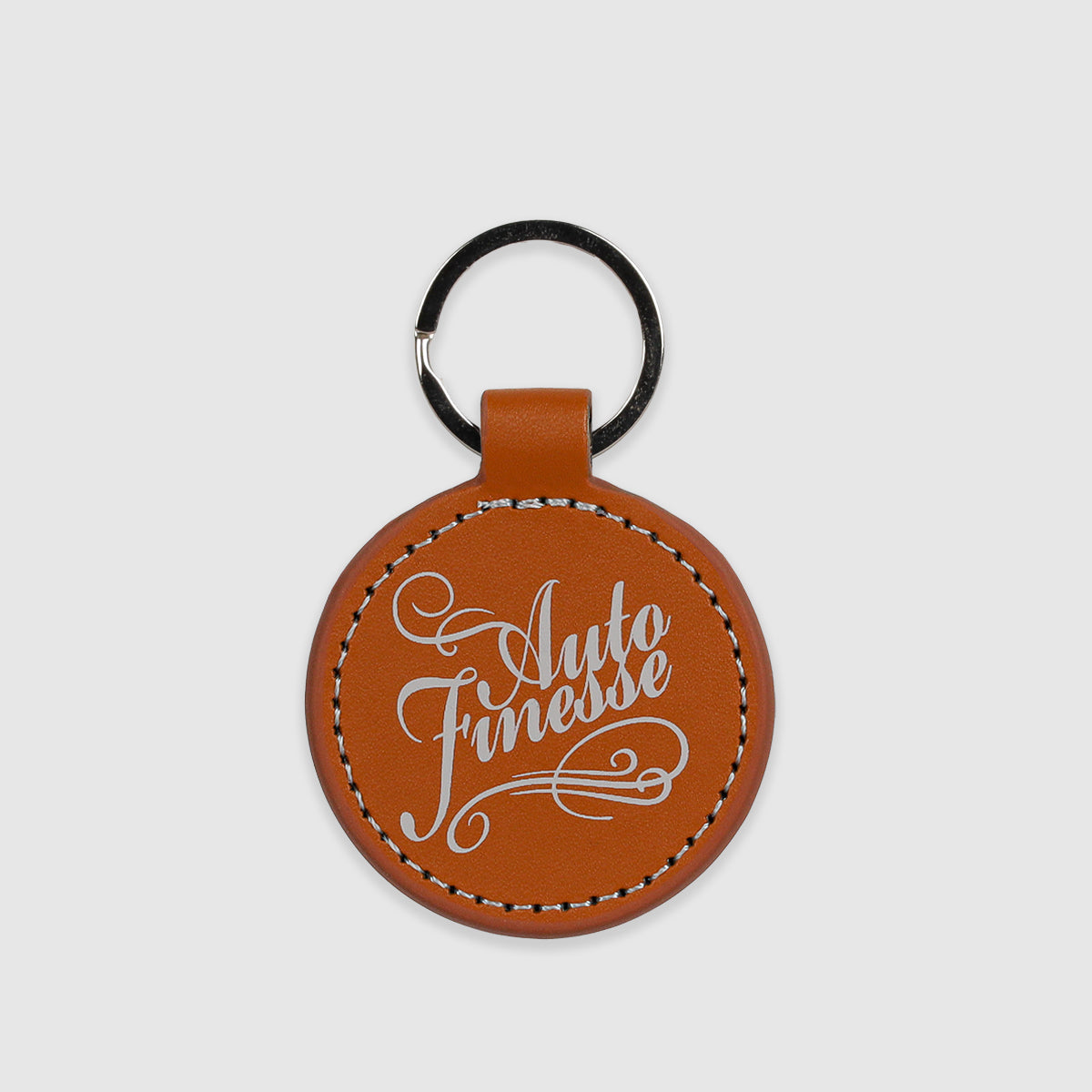 Round Leather Key Ring Tan Leather