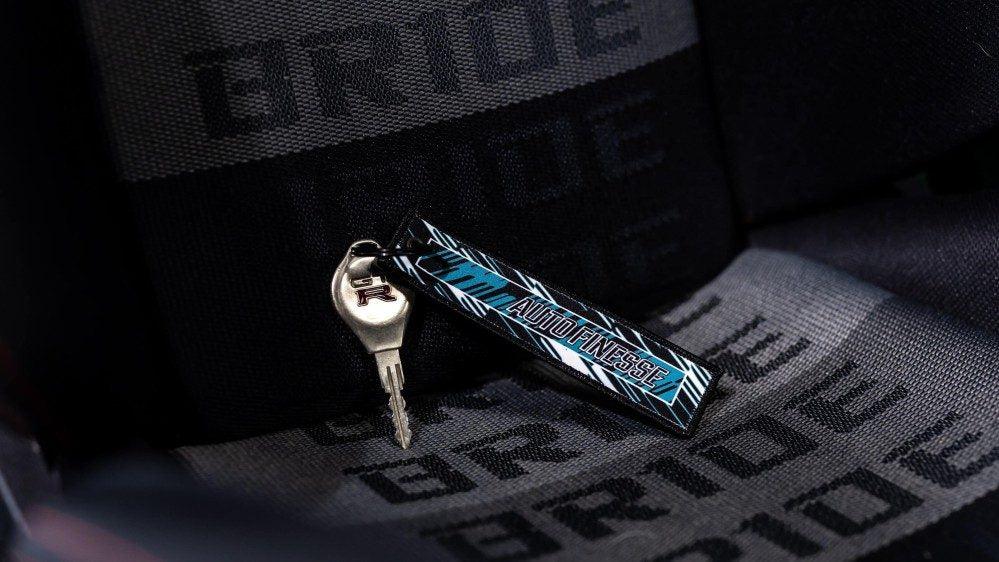 V3 Race Flight Tag Keyring_ Teal_ On Keys