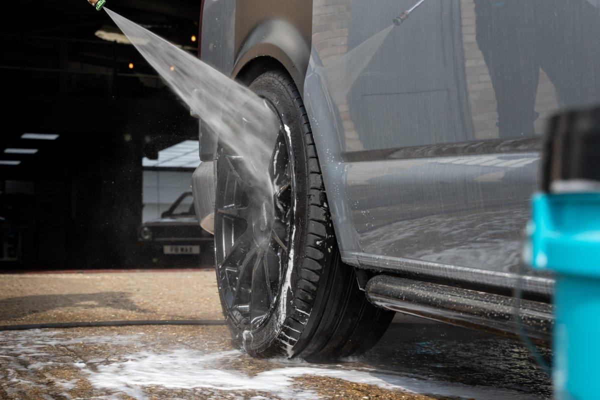 Revolution Wheel Soap_ rinsing with water